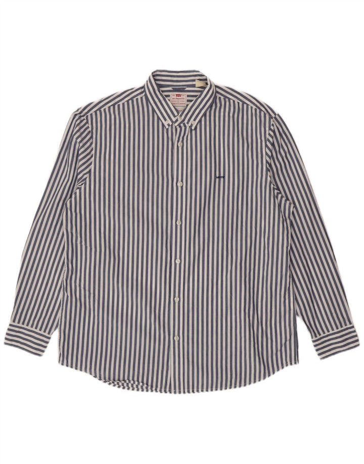 Levi's Mens Relaxed Shirt Large Blue Pinstripe Cotton