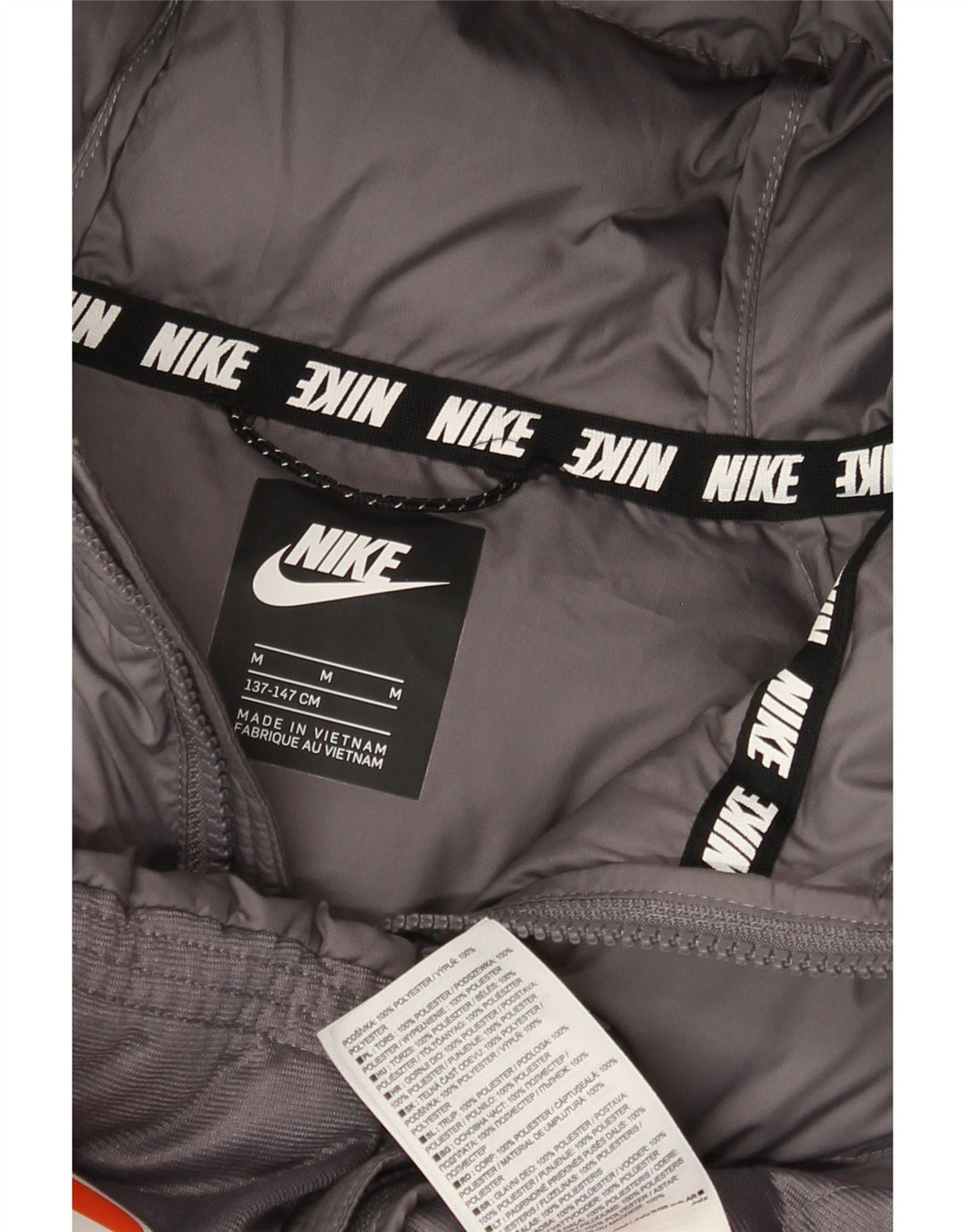 Nike Boys Hooded Padded Jacket 10-11 Years Medium Grey Polyester