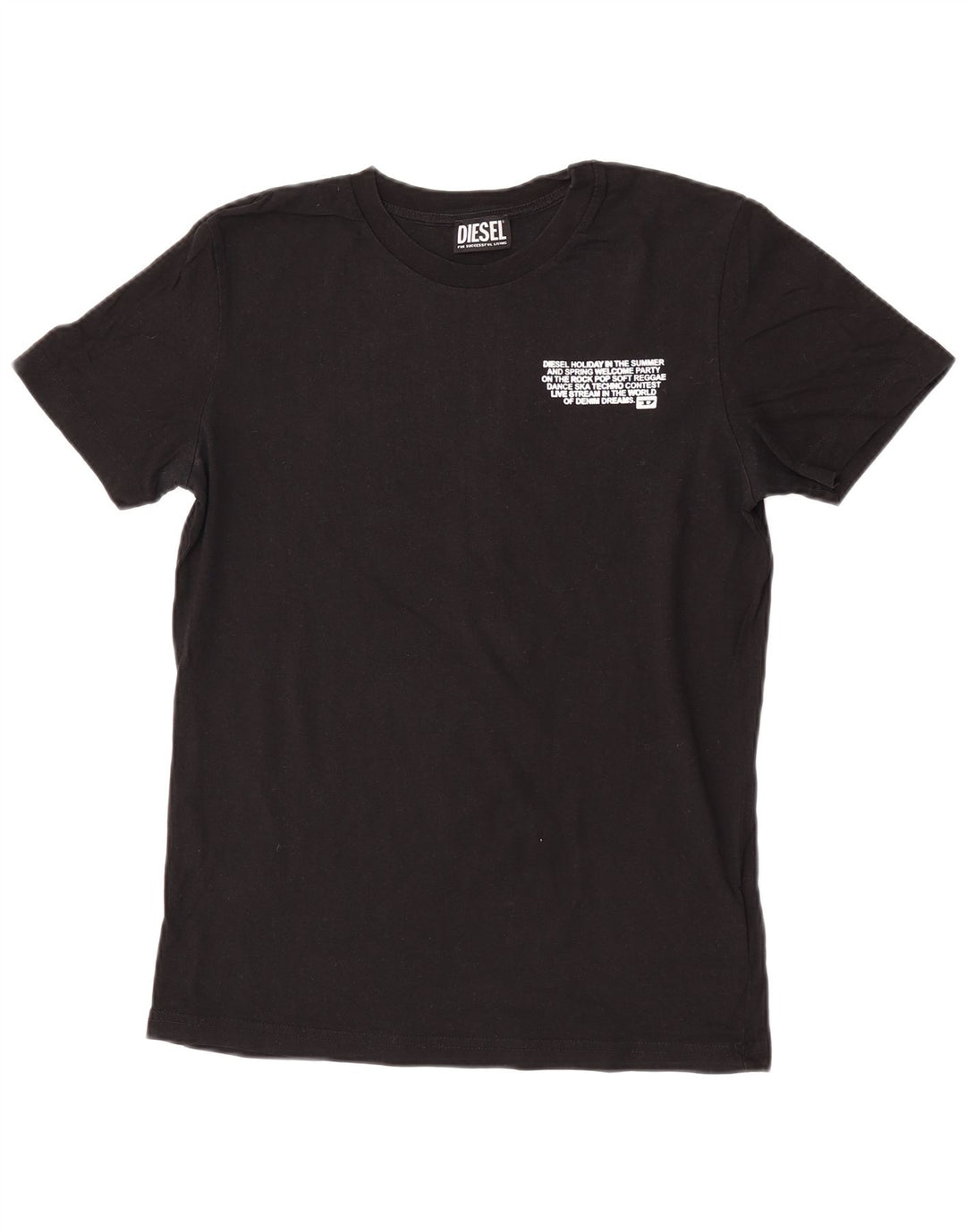 Diesel Mens Graphic T-Shirt Top Small Black Cotton