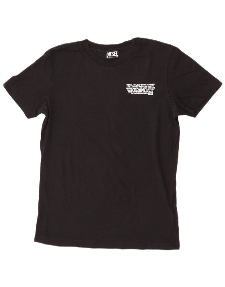 Diesel Mens Graphic T-Shirt Top Small Black Cotton