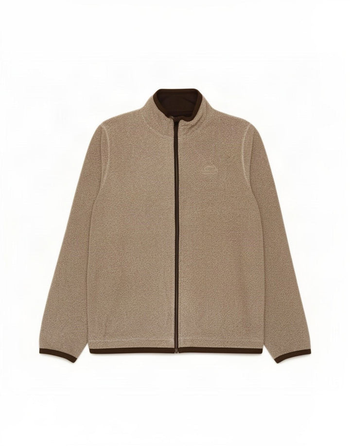Weird Fish Mens Tracksuit Top Jacket Large Brown Flecked Polyester