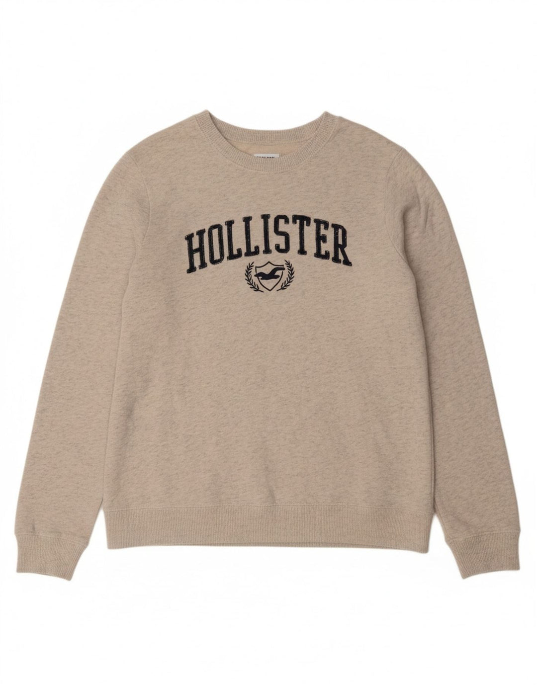 HOLLISTER Mens Graphic Sweatshirt Jumper Large Grey Flecked Cotton