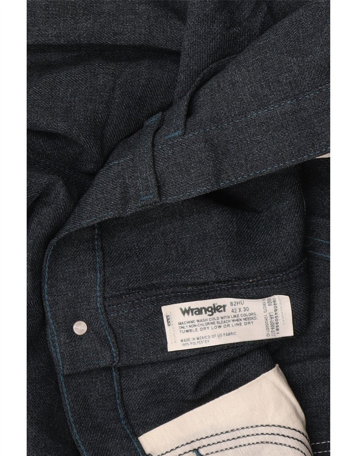 Wrangler Mens Straight Suit Trousers W42 L30 Navy Blue Polyester