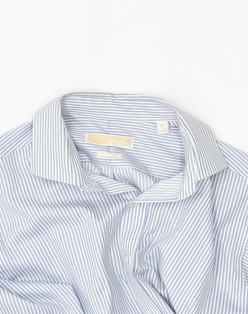 MICHAEL KORS Mens Shirt Size 16 Large Blue Pinstripe Cotton | Vintage | Thrift | Second-Hand | Used Clothing | Messina Hembry 