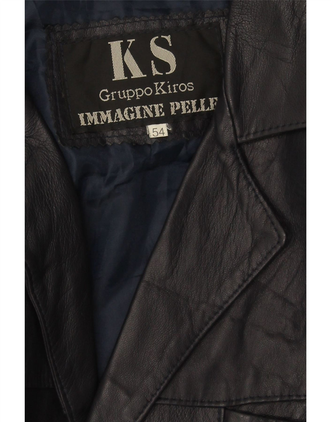 Kiros Mens Leather Jacket IT 54 2XL Navy Blue
