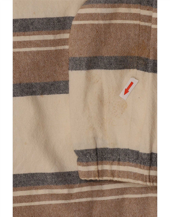 Zara Mens Bomber Jacket UK 38 Medium Beige Striped Cotton
