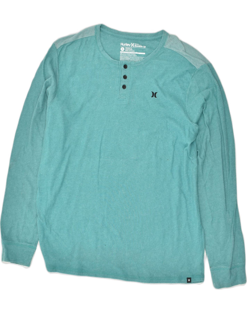 HURLEY Mens Slim Top Long Sleeve XL Turquoise Cotton | Vintage Hurley | Thrift | Second-Hand Hurley | Used Clothing | Messina Hembry 