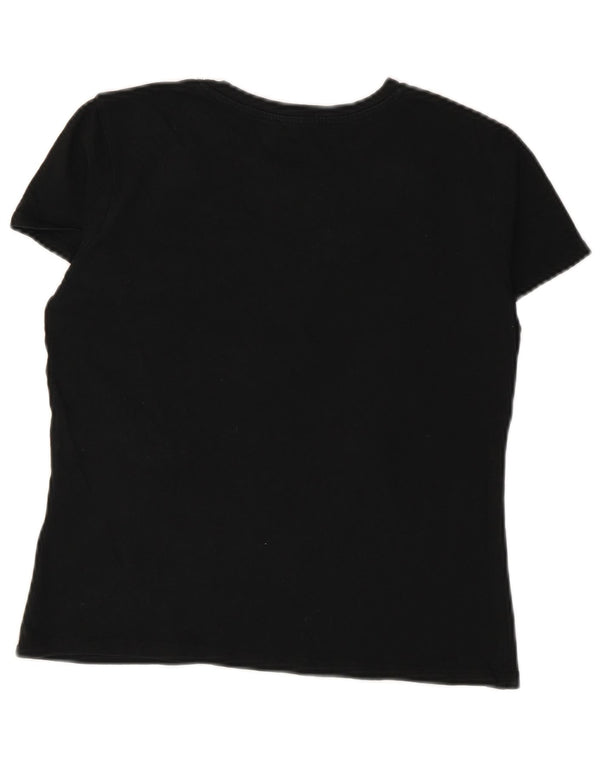 Zara Womens Crop Graphic T-Shirt Top UK 12 Medium Black Floral