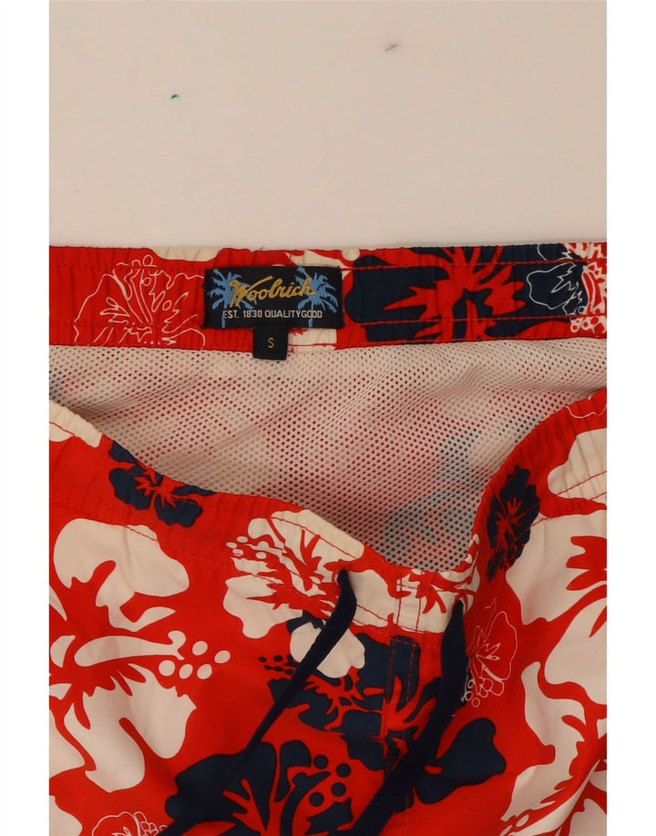 WOOLRICH Mens Swimming Shorts Small  Red Floral Polyester Vintage Woolrich and Second-Hand Woolrich from Messina Hembry 