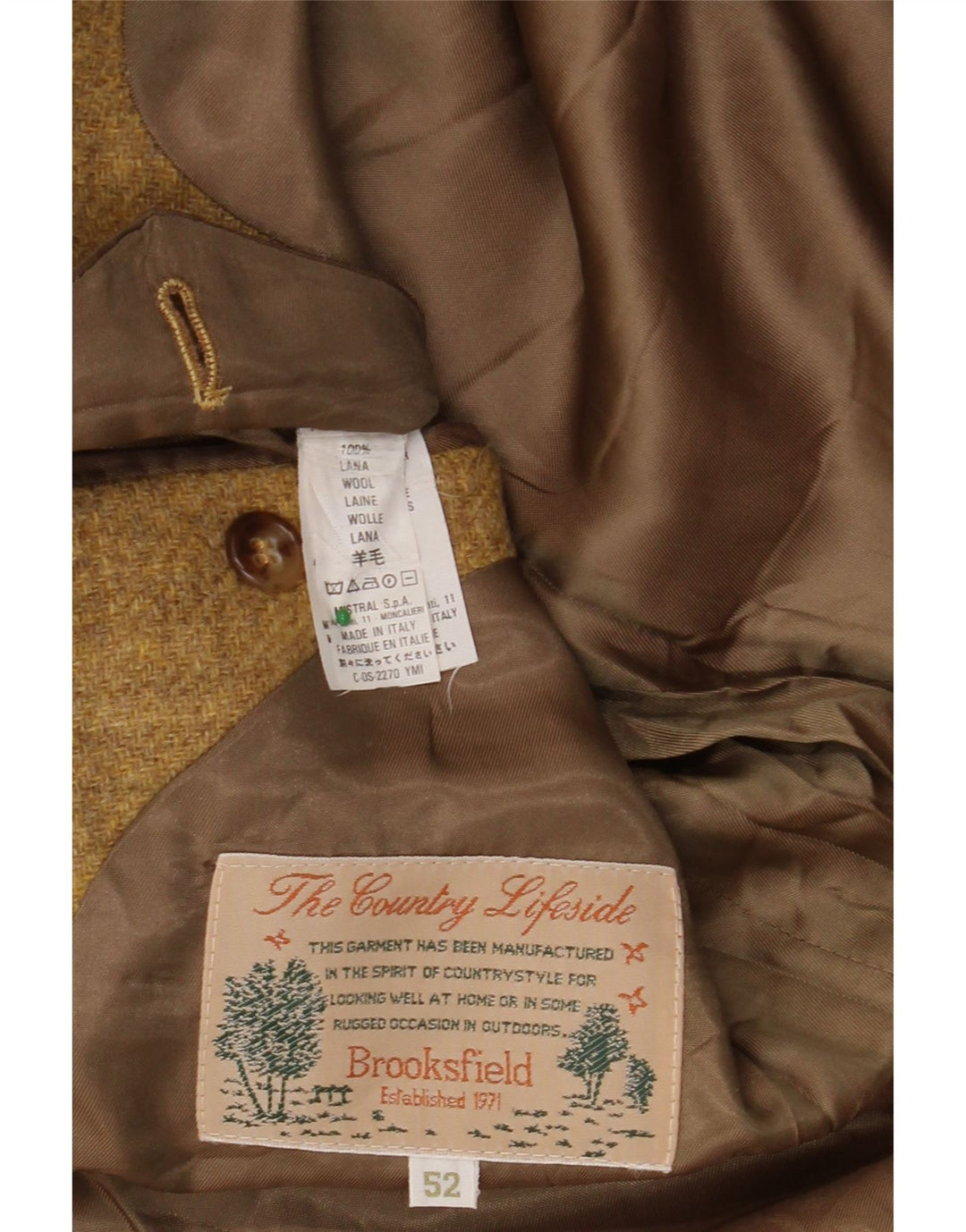 BROOKSFIELD Mens 3 Button Blazer Jacket IT 52 XL Yellow Wool