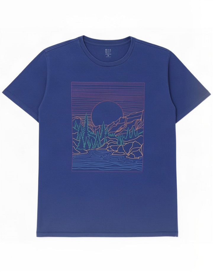 Gap Mens Graphic T-Shirt Top Small Blue Cotton