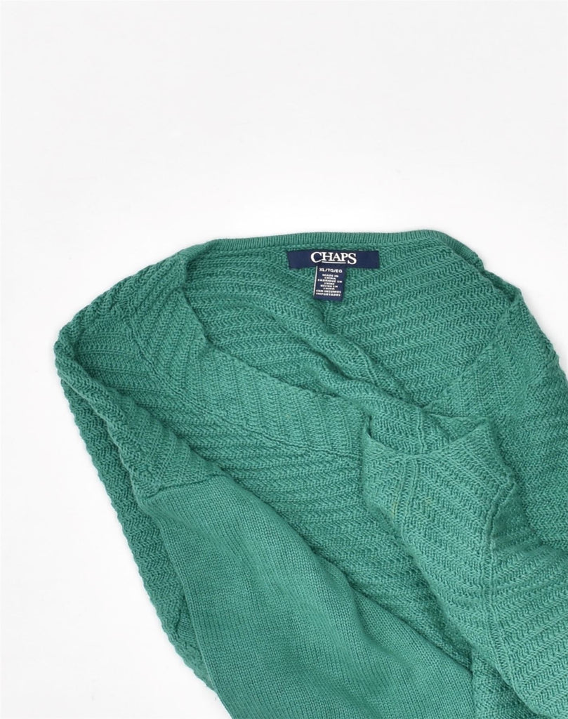 CHAPS Mens V-Neck Jumper Sweater XL Green Cotton | Vintage Chaps | Thrift | Second-Hand Chaps | Used Clothing | Messina Hembry 