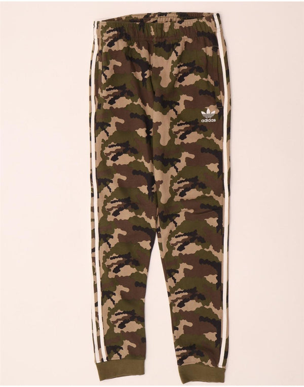 Adidas Boys Tracksuit Trousers Joggers 15-16 Years  Khaki Camouflage Cotton