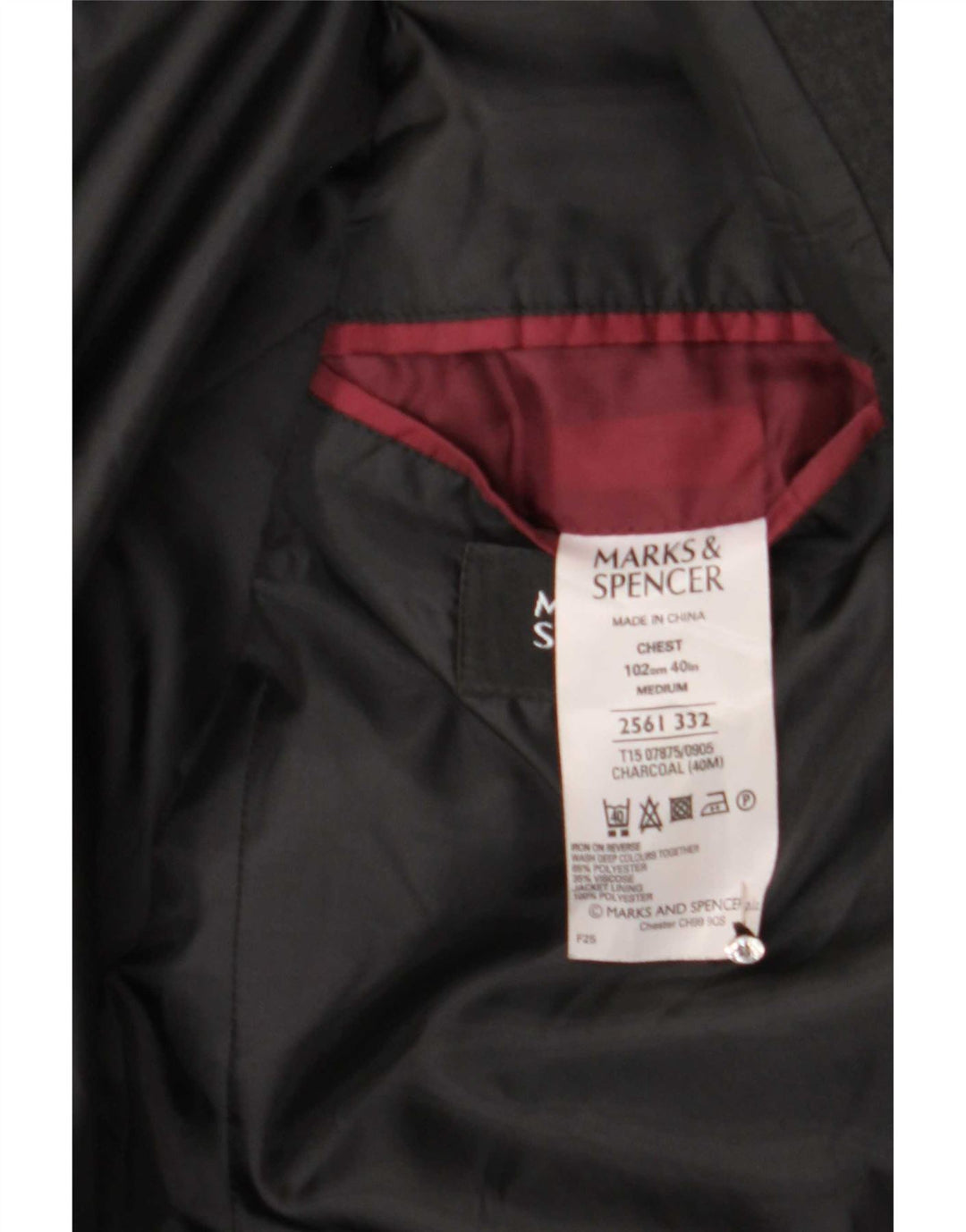 Marks & Spencer Mens 2 Button Blazer Jacket UK 40 Medium Black Polyester