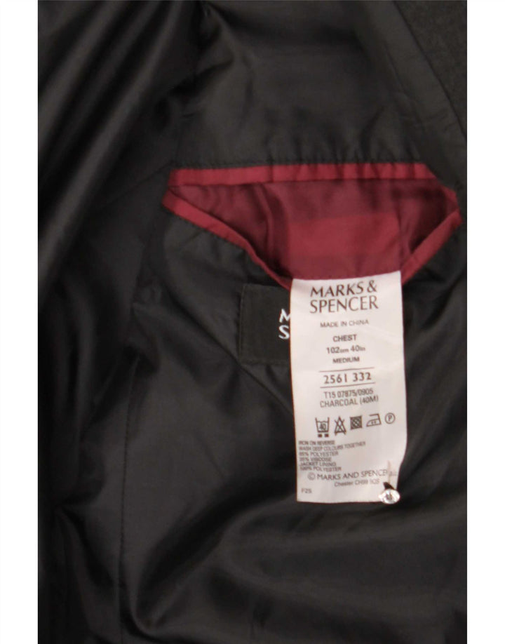 Marks & Spencer Mens 2 Button Blazer Jacket UK 40 Medium Black Polyester