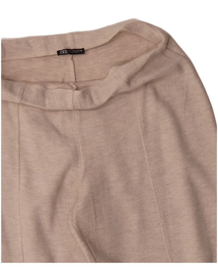 Zara Womens Wide Leg Tracksuit Trousers UK 12 Medium  Beige