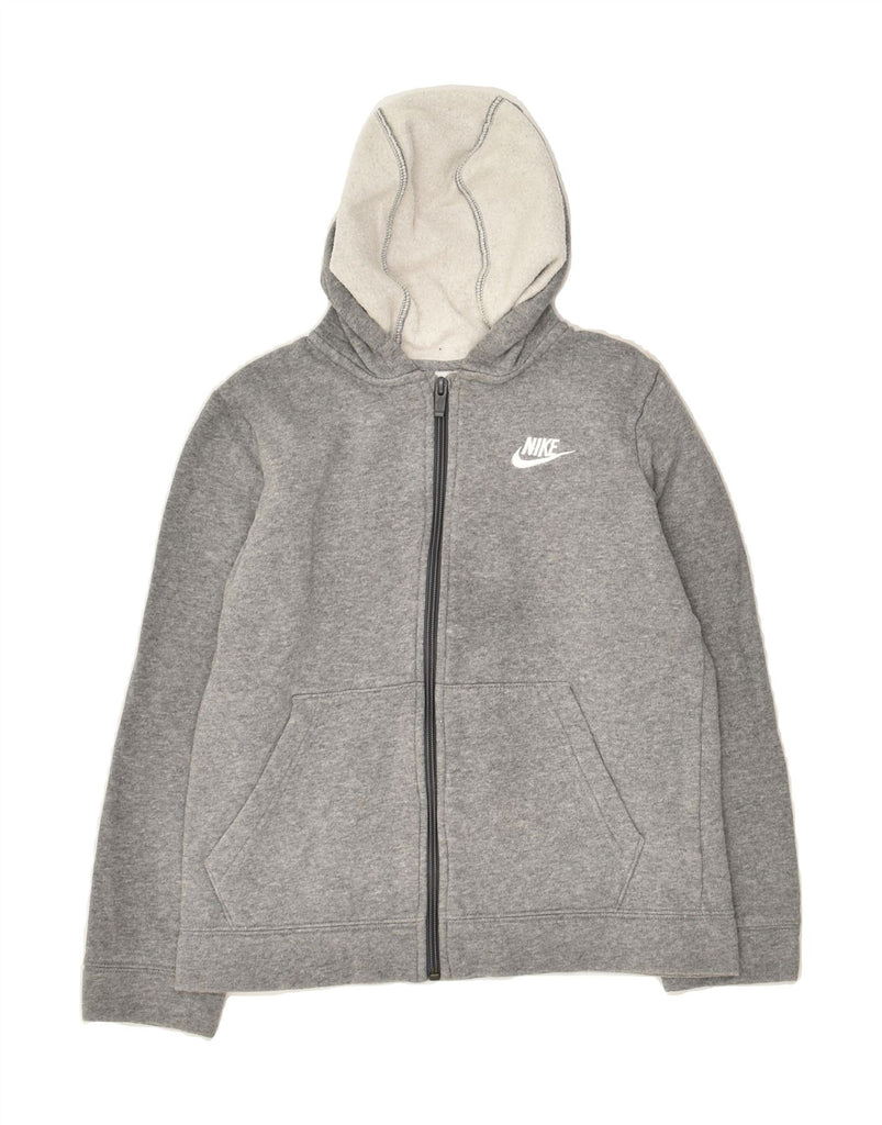 NIKE Boys Zip Hoodie Sweater 10-11 Years Medium Grey Cotton | Vintage Nike | Thrift | Second-Hand Nike | Used Clothing | Messina Hembry 