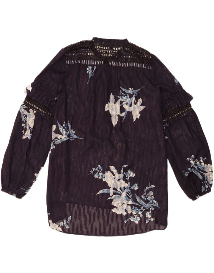 French Connection Womens Long Sleeve Blouse Top UK 10 Small Navy Blue