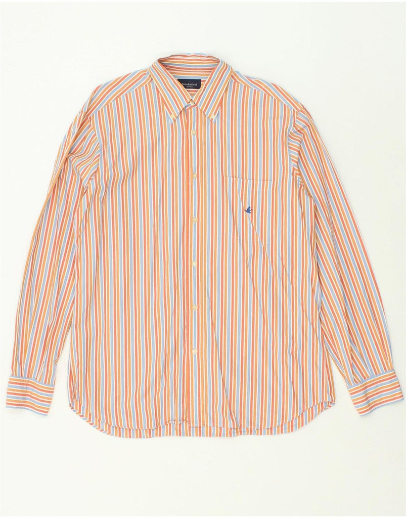 BROOKSFIELD Mens Shirt Size 42 Large Orange Striped Vintage Brooksfield and Second-Hand Brooksfield from Messina Hembry 