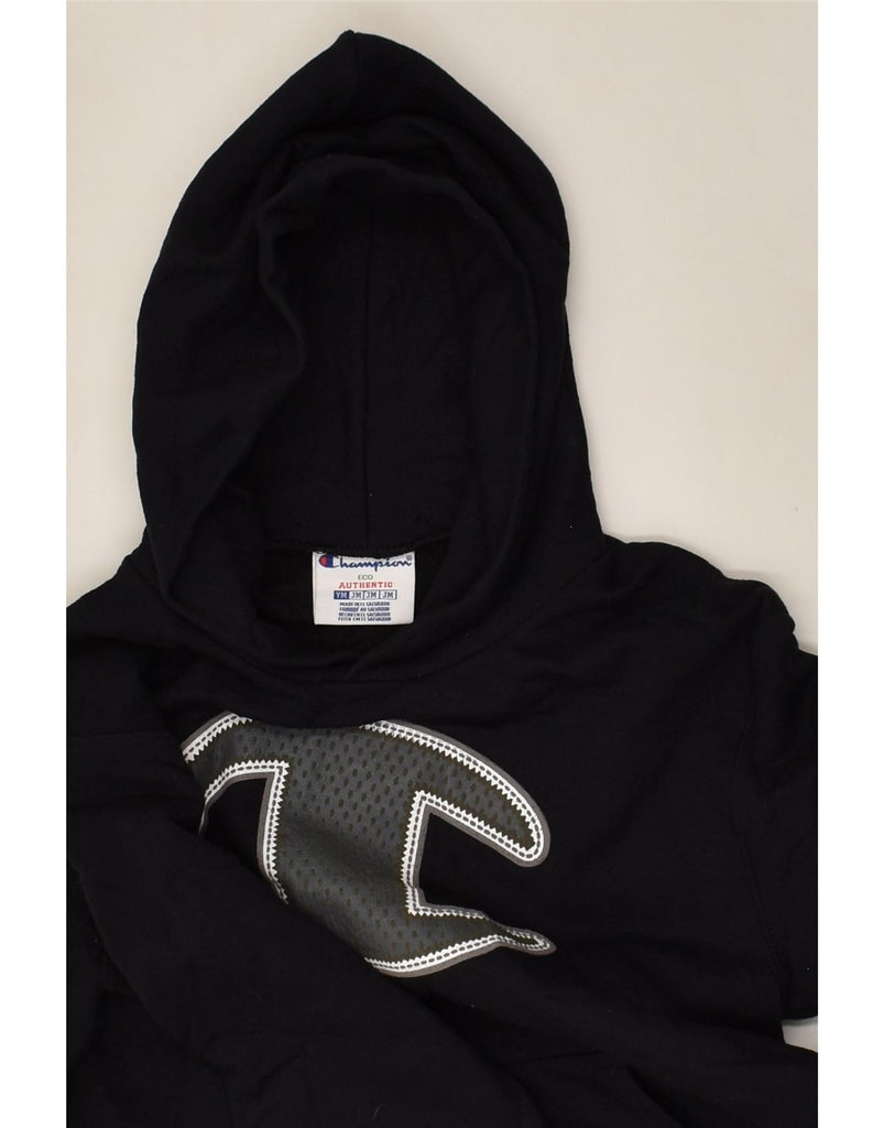 CHAMPION Boys Graphic Hoodie Jumper 12-13 Years Medium Black Cotton | Vintage Champion | Thrift | Second-Hand Champion | Used Clothing | Messina Hembry 