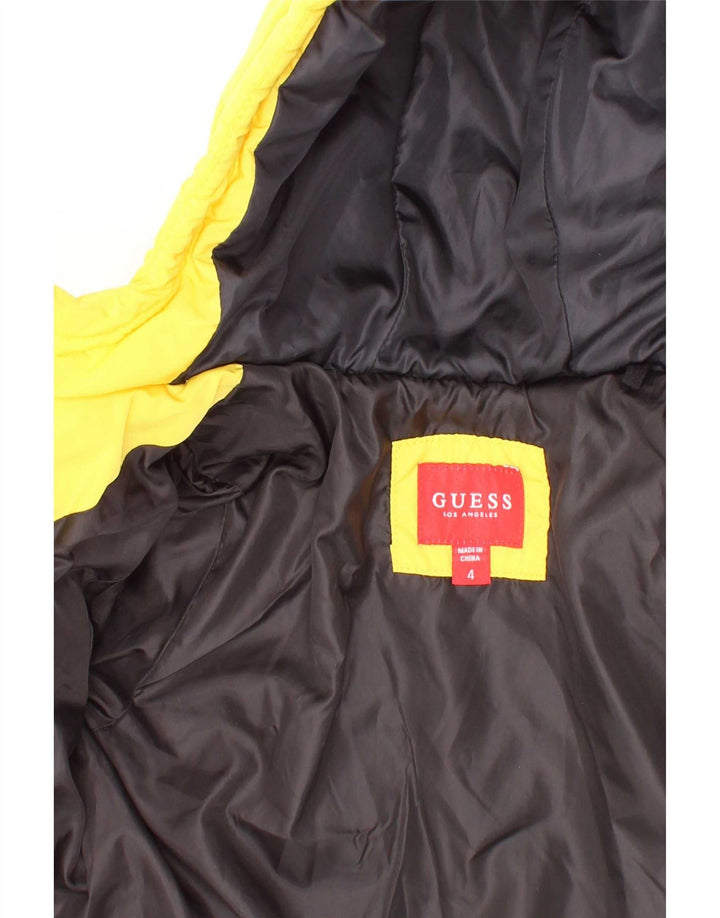 Guess Boys Graphic Hooded Padded Jacket 3-4 Years Yellow Polyester