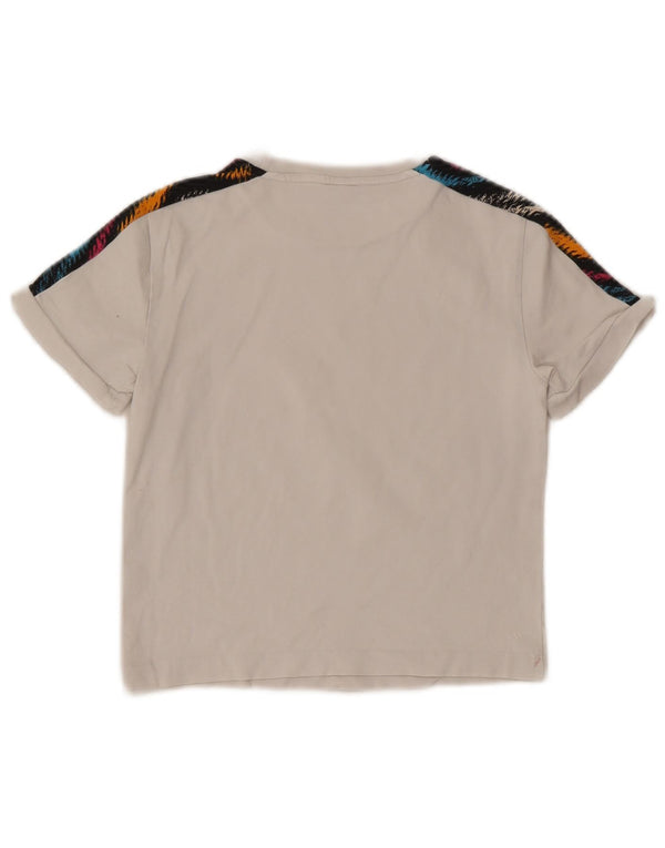 Puma Womens Crop Graphic T-Shirt Top UK 8 Small White Colourblock