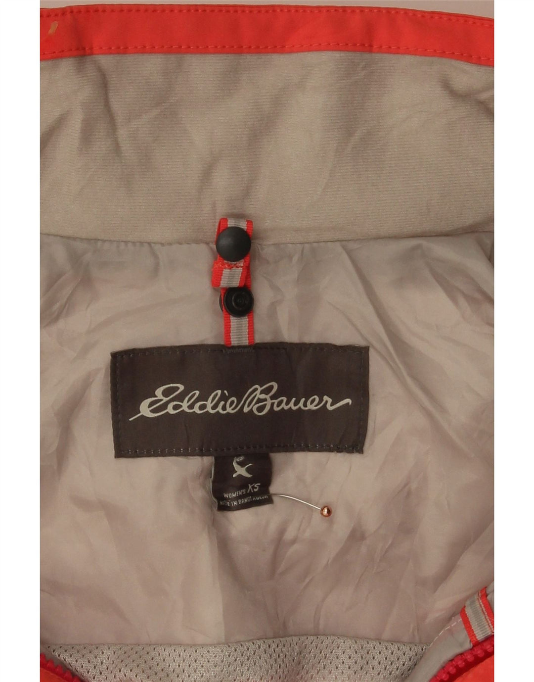 EDDIE BAUER Womens Hooded Rain Jacket UK 6 XS Pink Colourblock Polyester Vintage Eddie Bauer and Second-Hand Eddie Bauer from Messina Hembry 
