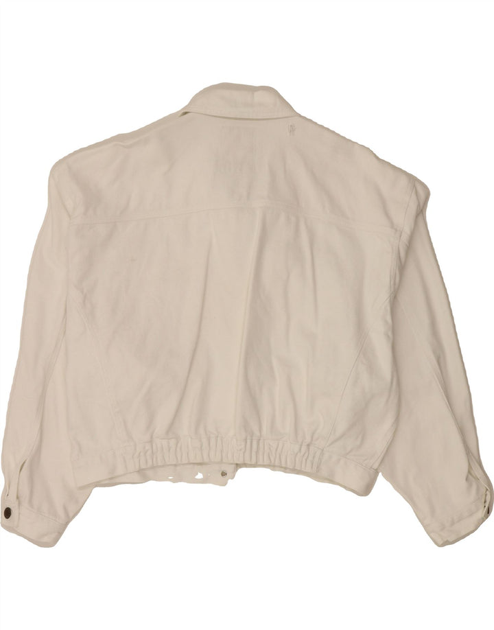 VINTAGE Womens Oversized Denim Jacket IT 42 Medium White Cotton Vintage Vintage and Second-Hand Vintage from Messina Hembry 