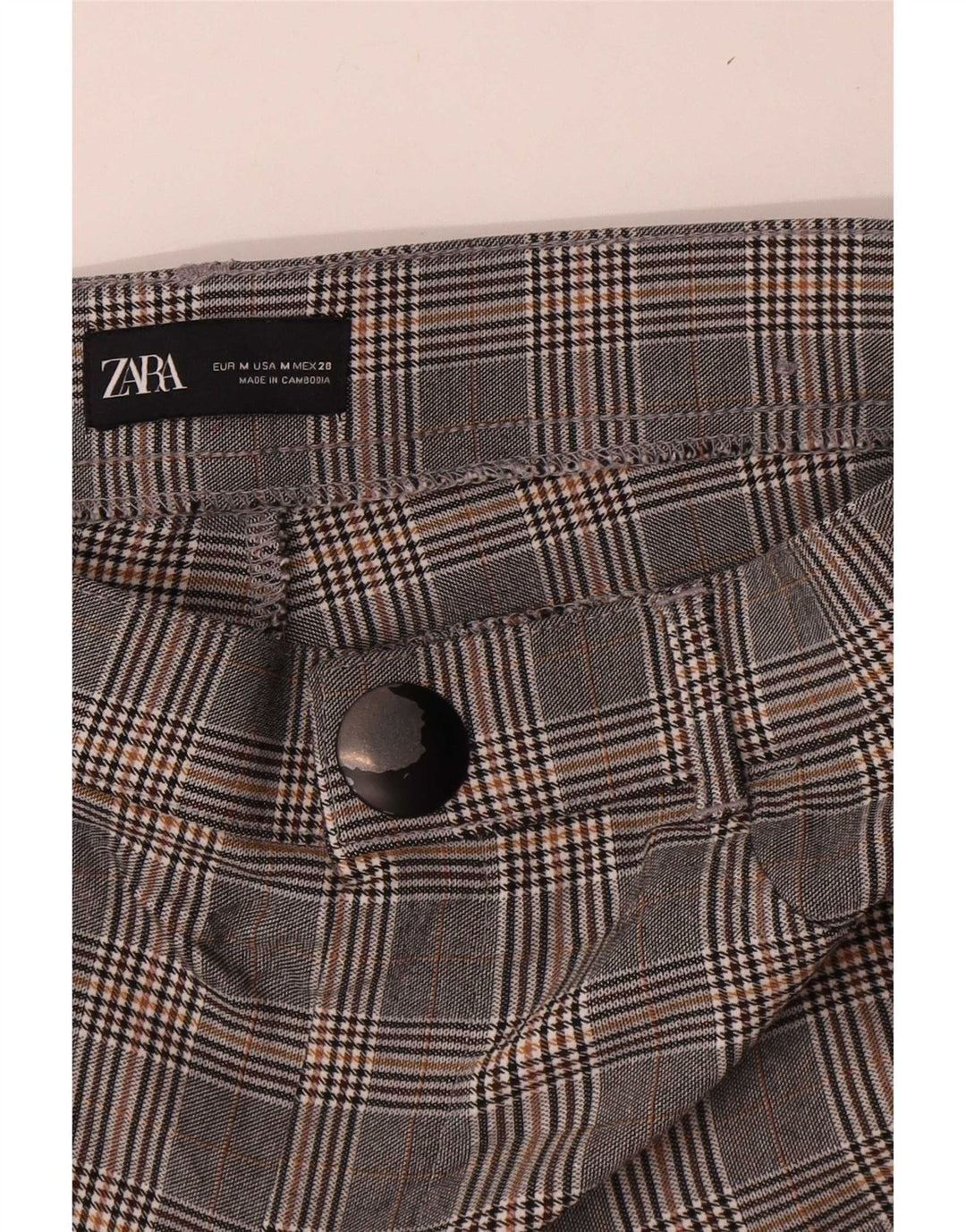 Zara Womens Slim Casual Trousers Medium W28 L28 Grey Houndstooth Viscose