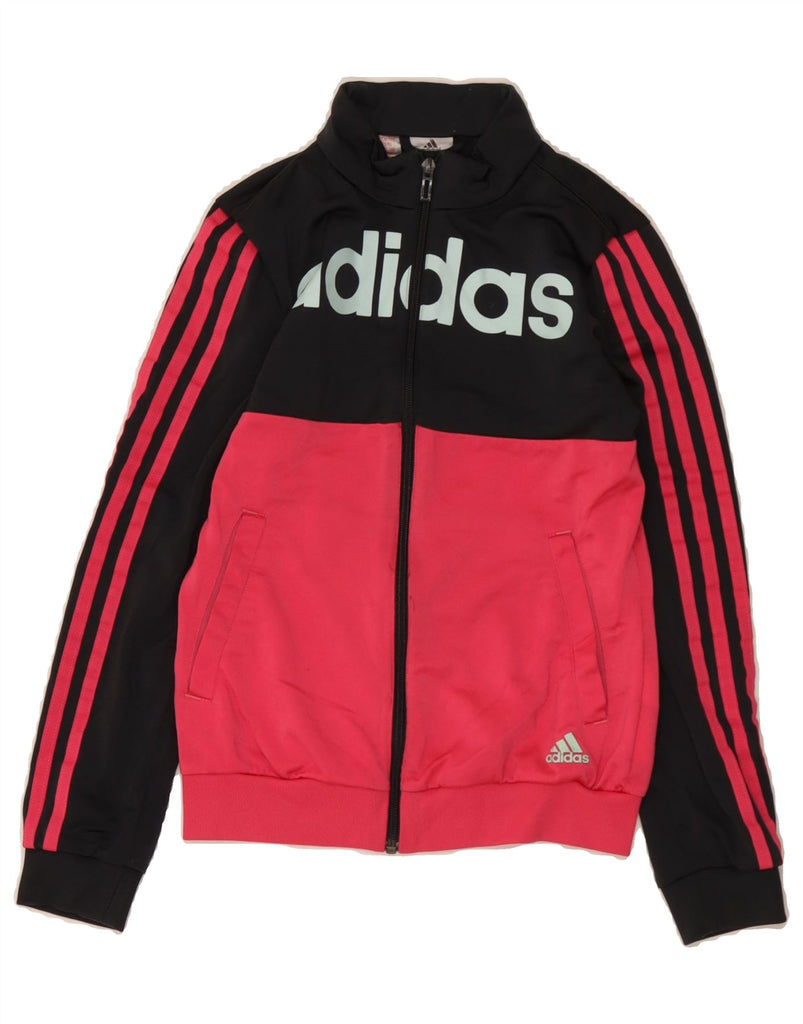 ADIDAS Girls Graphic Tracksuit Top Jacket 11-12 Years Pink Colourblock Vintage Adidas and Second-Hand Adidas from Messina Hembry 