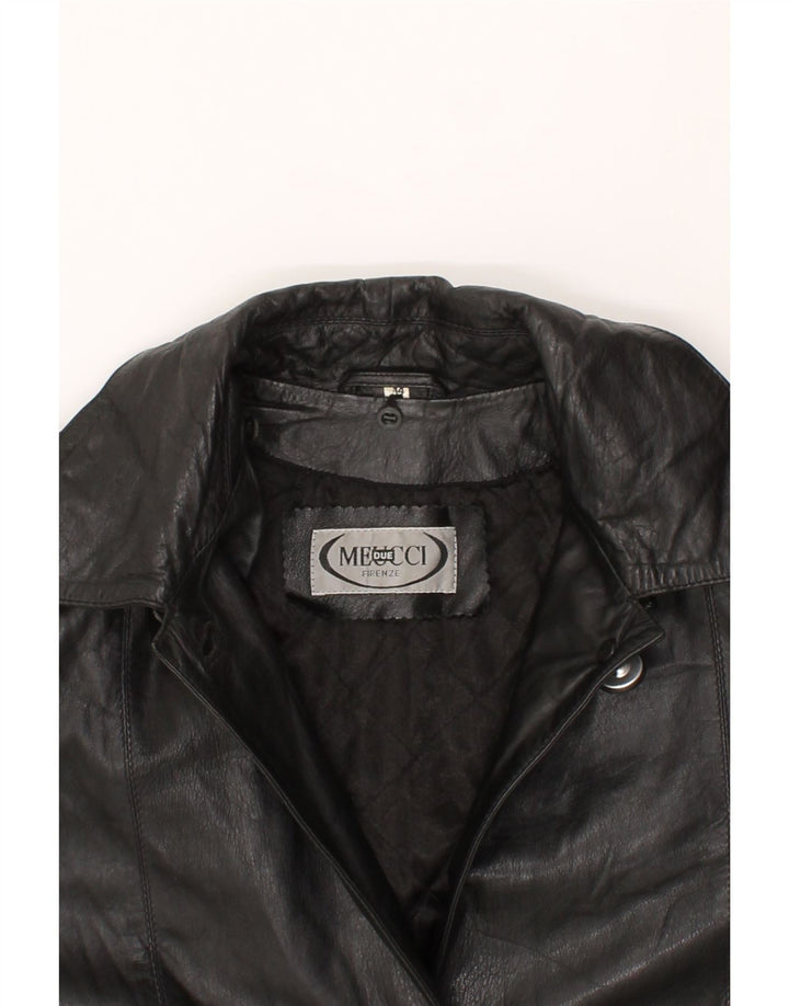 MEUCCI FIRENZE Womens Leather Coat IT 44 Medium Black Vintage Meucci Firenze and Second-Hand Meucci Firenze from Messina Hembry 
