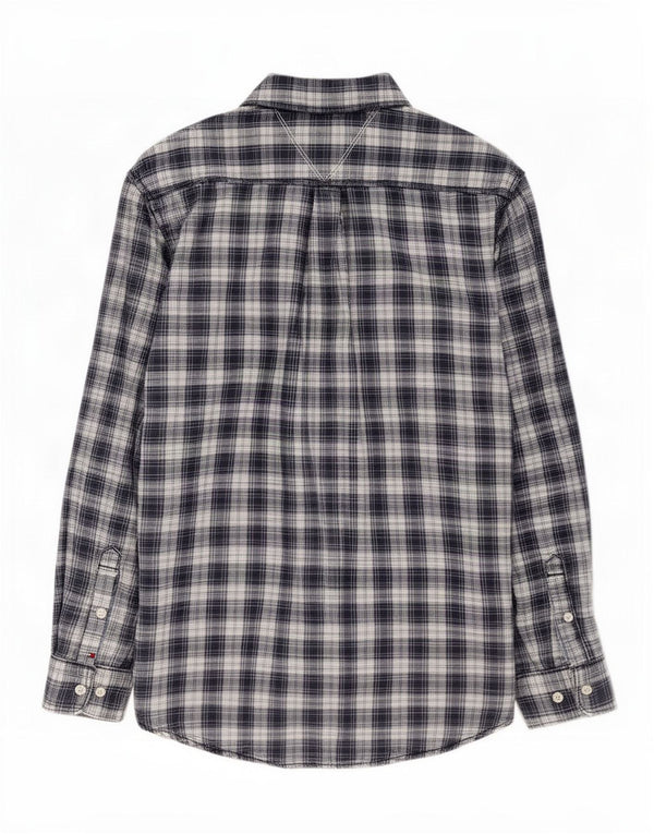 Tommy Hilfiger Mens Flannel Shirt Large Navy Blue Check Cotton