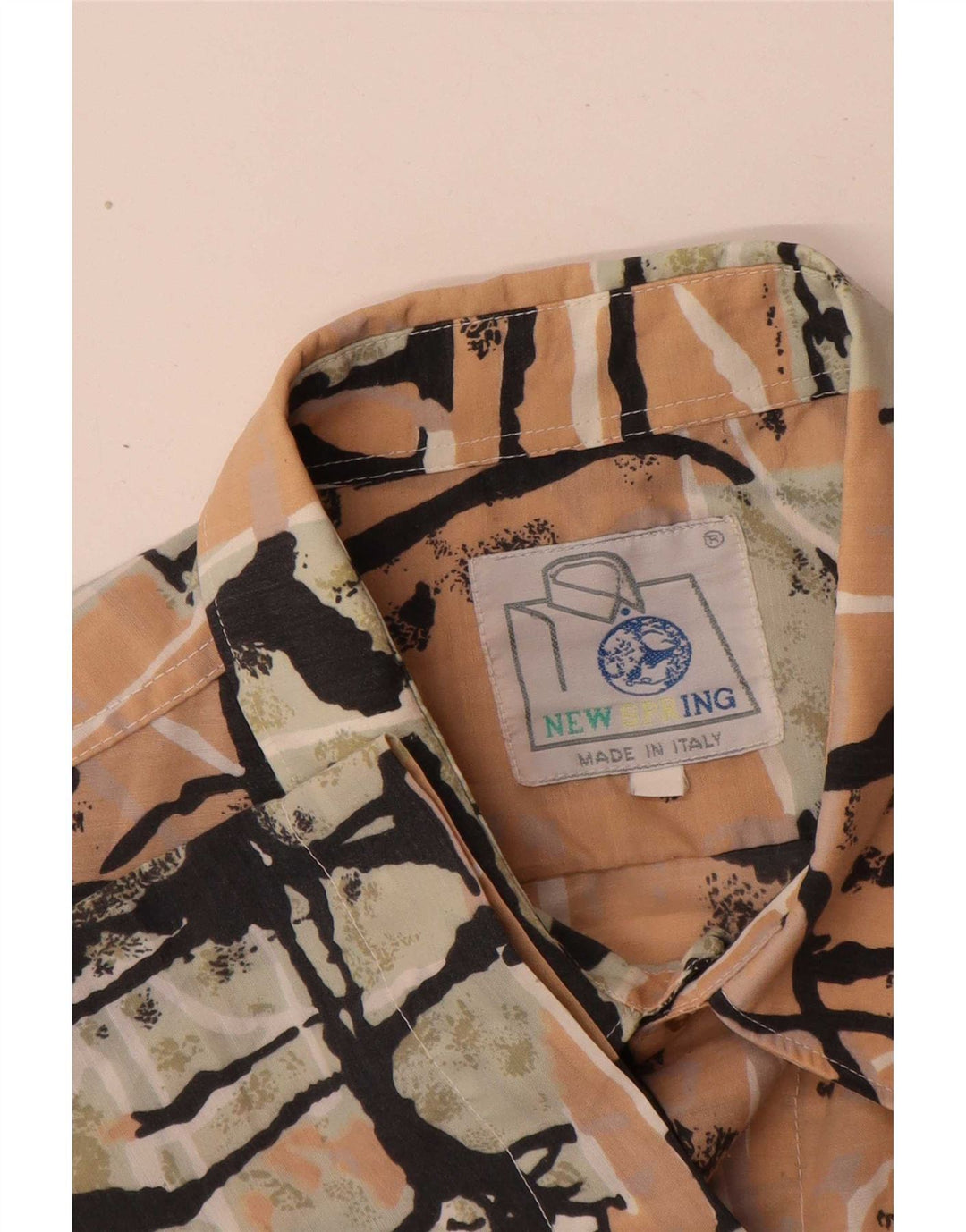 Vintage Mens Abstract Pattern Short Sleeve Shirt Large Multicoloured