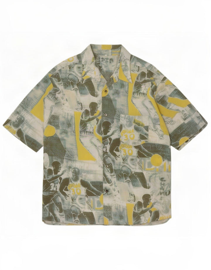 Vintage Mens Abstract Pattern Short Sleeve Shirt XL Multicoloured