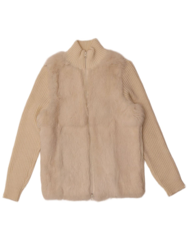 Zara Womens Cardigan Sweater UK 12 Medium Off White Acrylic