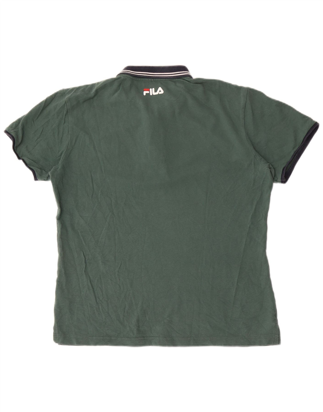 Fila Mens Polo Shirt Large Green Colourblock Cotton