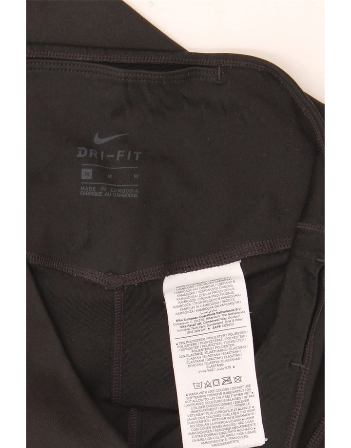NIKE Womens Dri Fit Leggings UK 12 Medium  Black Polyester