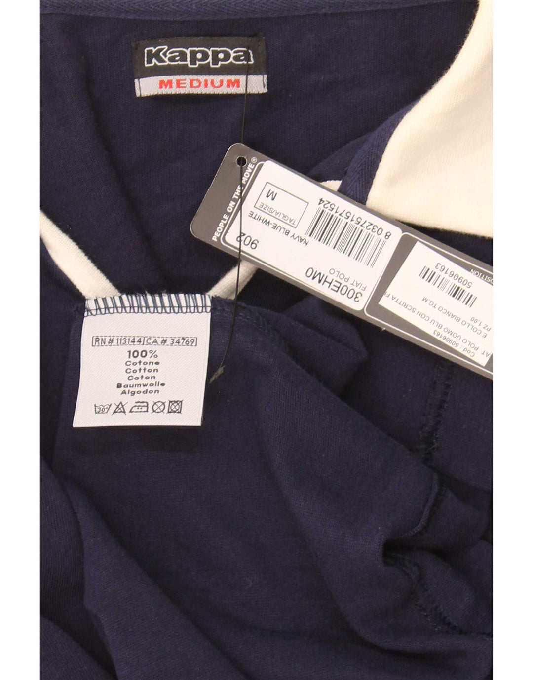 Kappa Mens Graphic Rugby Polo Shirt Medium Navy Blue Colourblock