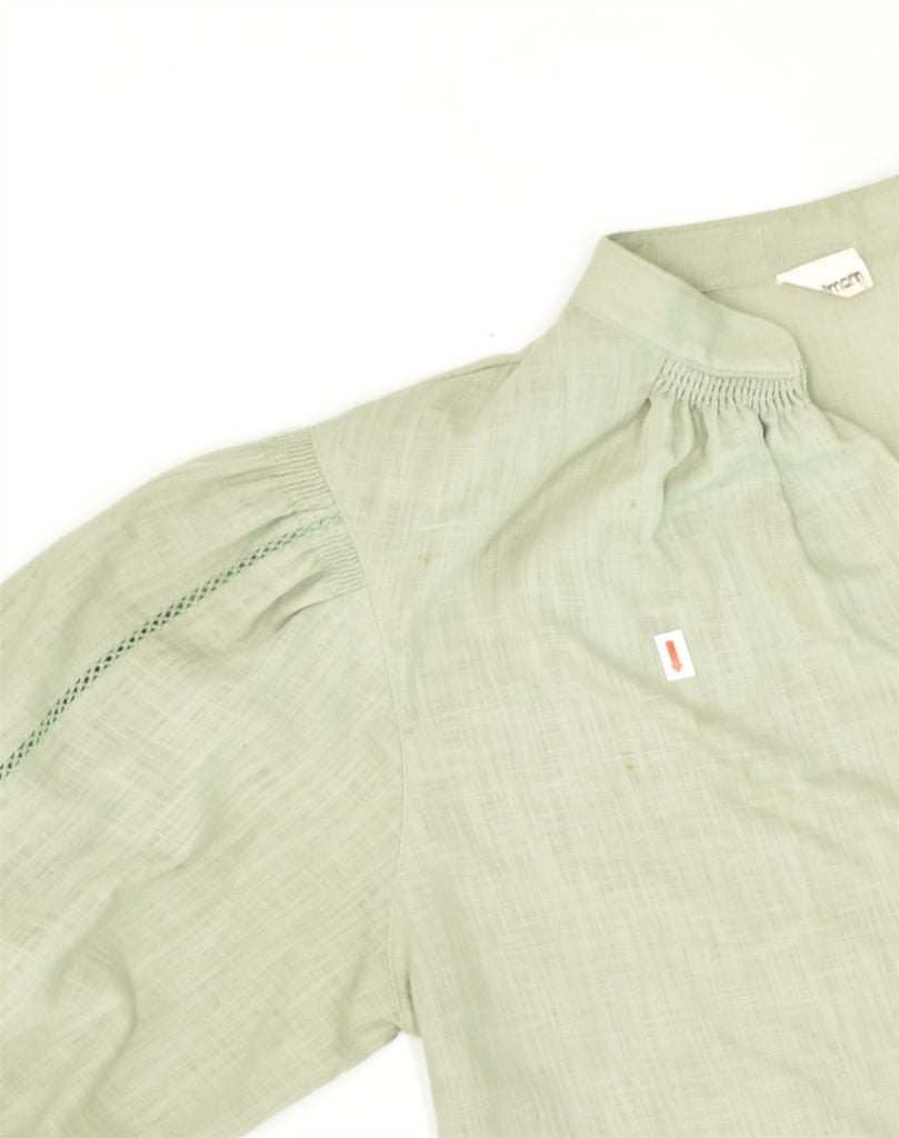 VINTAGE Womens Shirt Blouse IT 42 Medium Green Cotton | Vintage Vintage | Thrift | Second-Hand Vintage | Used Clothing | Messina Hembry 