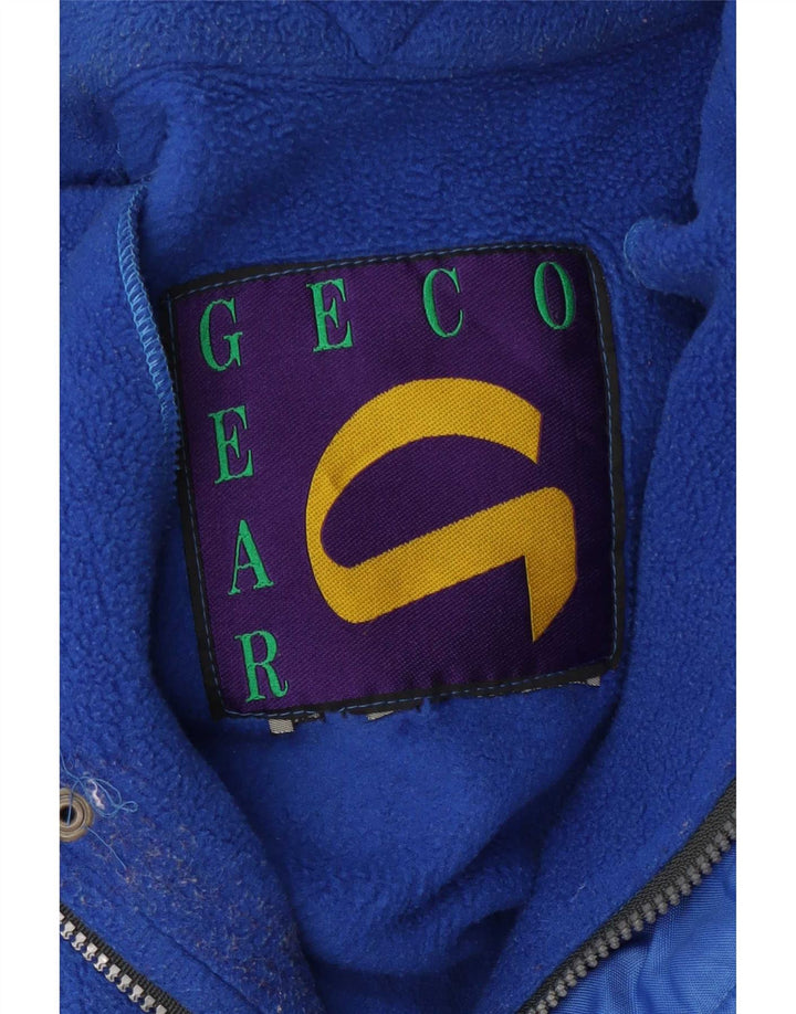 Vintage Mens Graphic Anorak Fleece Jumper XL Blue
