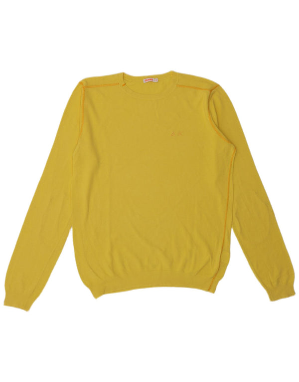 Sun68 Mens Crew Neck Jumper Sweater XL Yellow Cotton