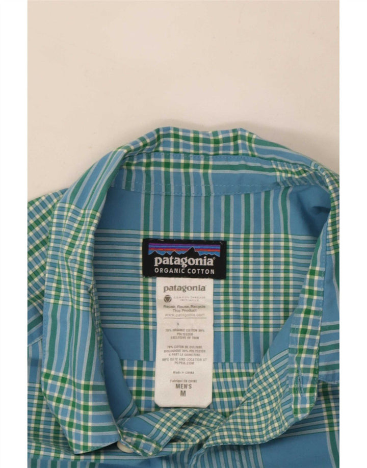 Patagonia Mens Short Sleeve Shirt Medium Blue Check Cotton