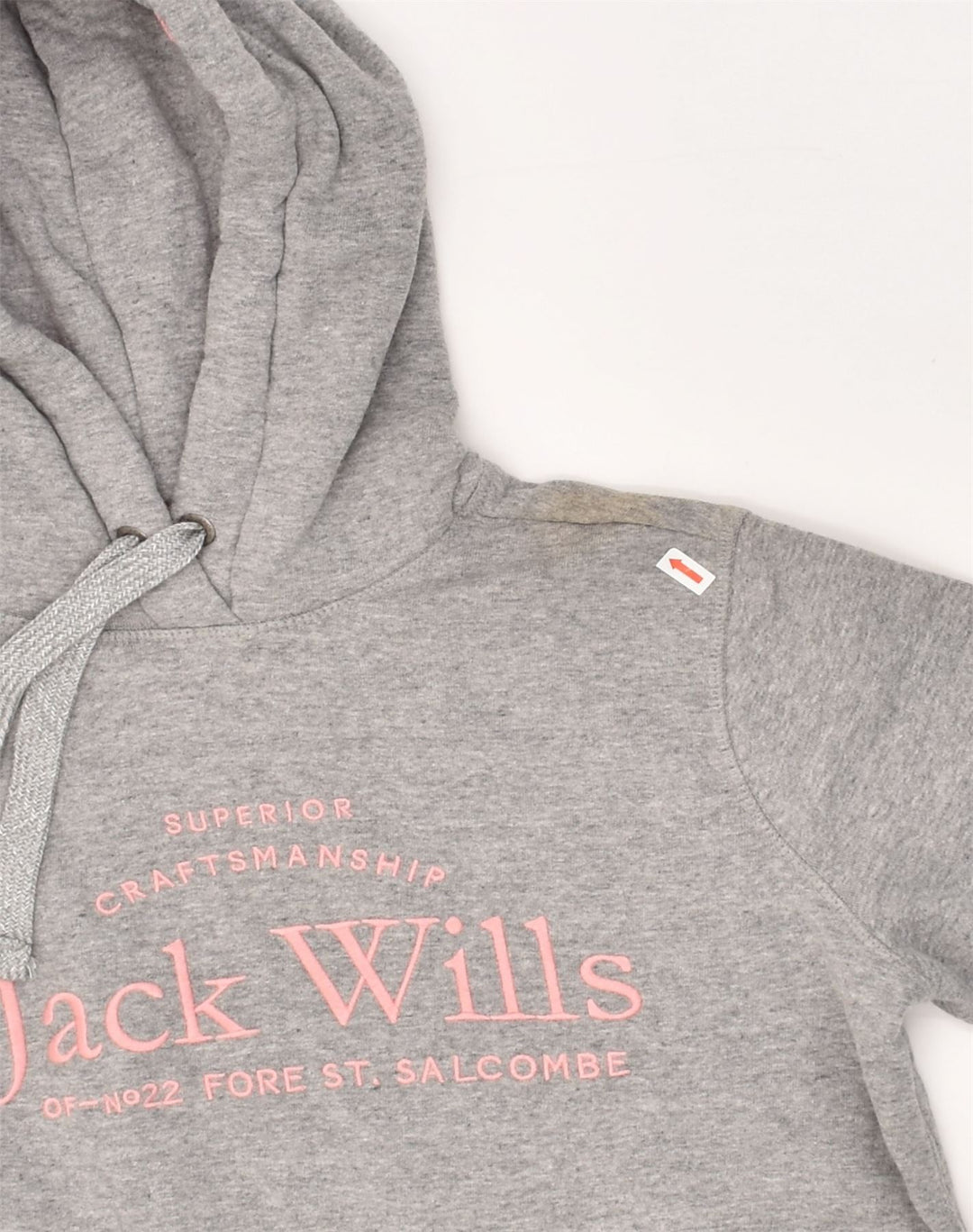 JACK WILLS Womens Loose Fit Graphic Hoodie Jumper UK 10 Small  Grey Cotton | Vintage Jack Wills | Thrift | Second-Hand Jack Wills | Used Clothing | Messina Hembry 