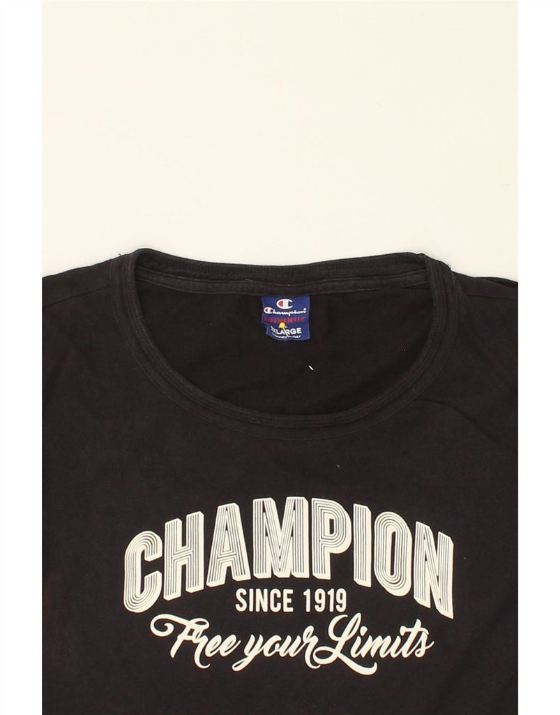 CHAMPION Womens Graphic Top 3/4 Sleeve UK 20 2XL Black Cotton Vintage Champion and Second-Hand Champion from Messina Hembry 