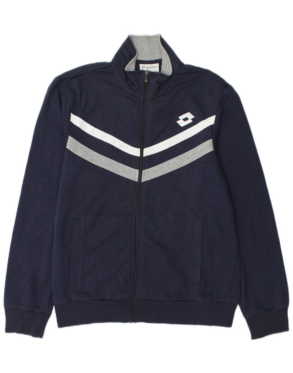 Lotto Mens Tracksuit Top Jacket Large Navy Blue Colourblock Cotton