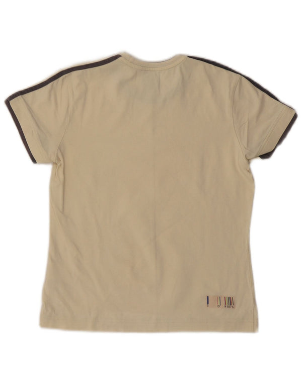 ADIDAS Womens Graphic T-Shirt Top UK 10 Small Off White Cotton