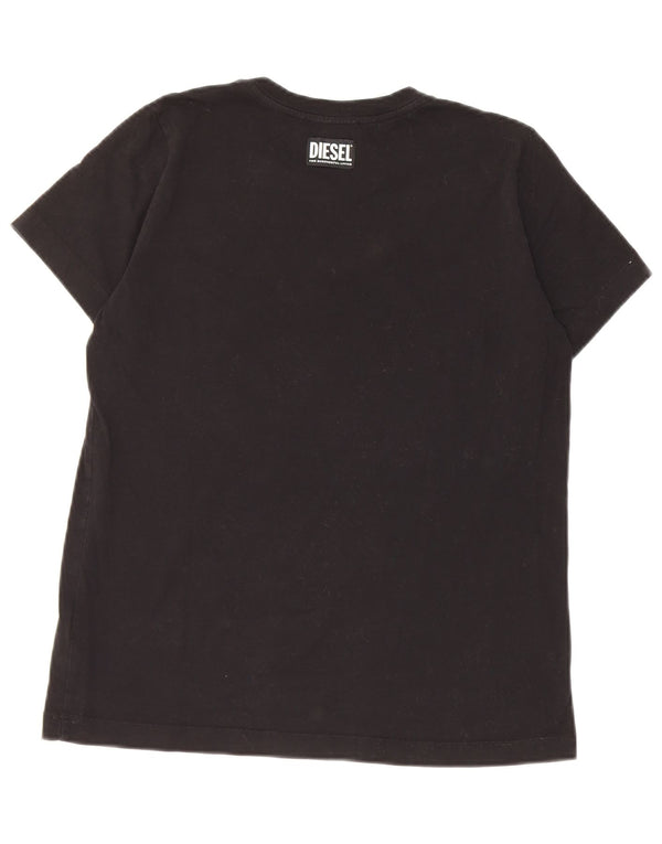 Diesel Womens Graphic T-Shirt Top UK 10 Small Black Cotton