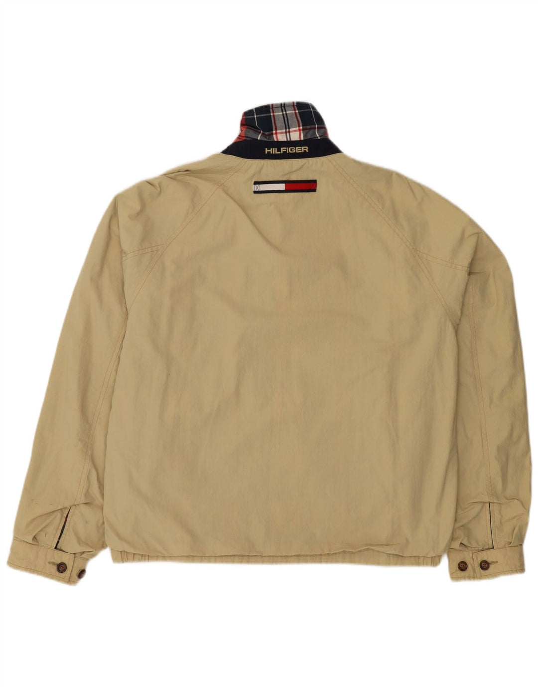 TOMMY HILFIGER Mens Reversible Jacket UK 38 Medium Navy Blue Check Nylon