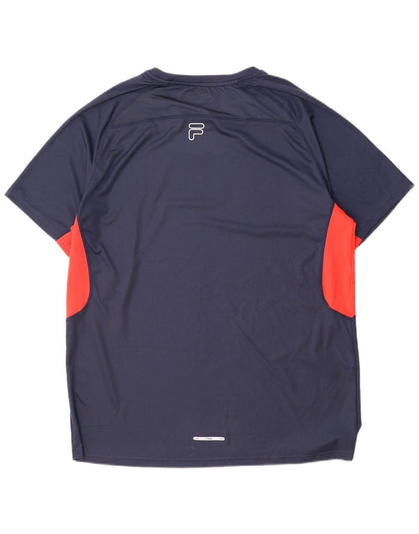 Fila Mens Graphic T-Shirt Top XL Navy Blue Colourblock