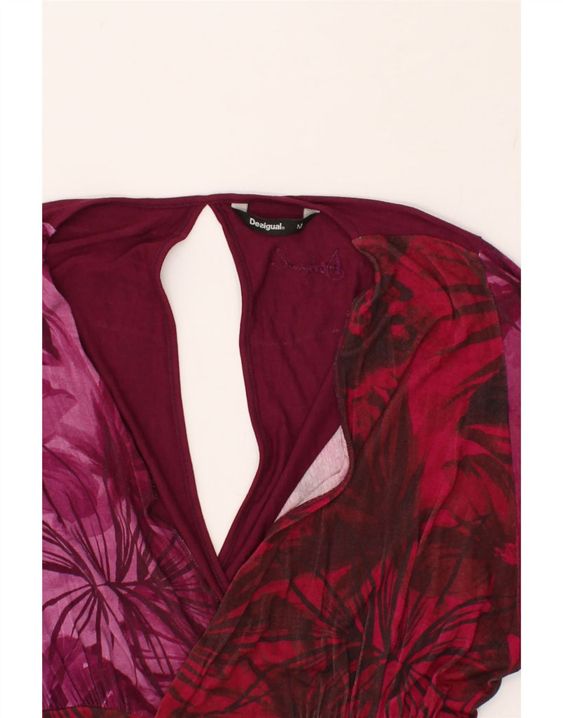 DESIGUAL Womens Batwing A-Line Dress UK 12 Medium Burgundy Floral Viscose | Vintage Desigual | Thrift | Second-Hand Desigual | Used Clothing | Messina Hembry 